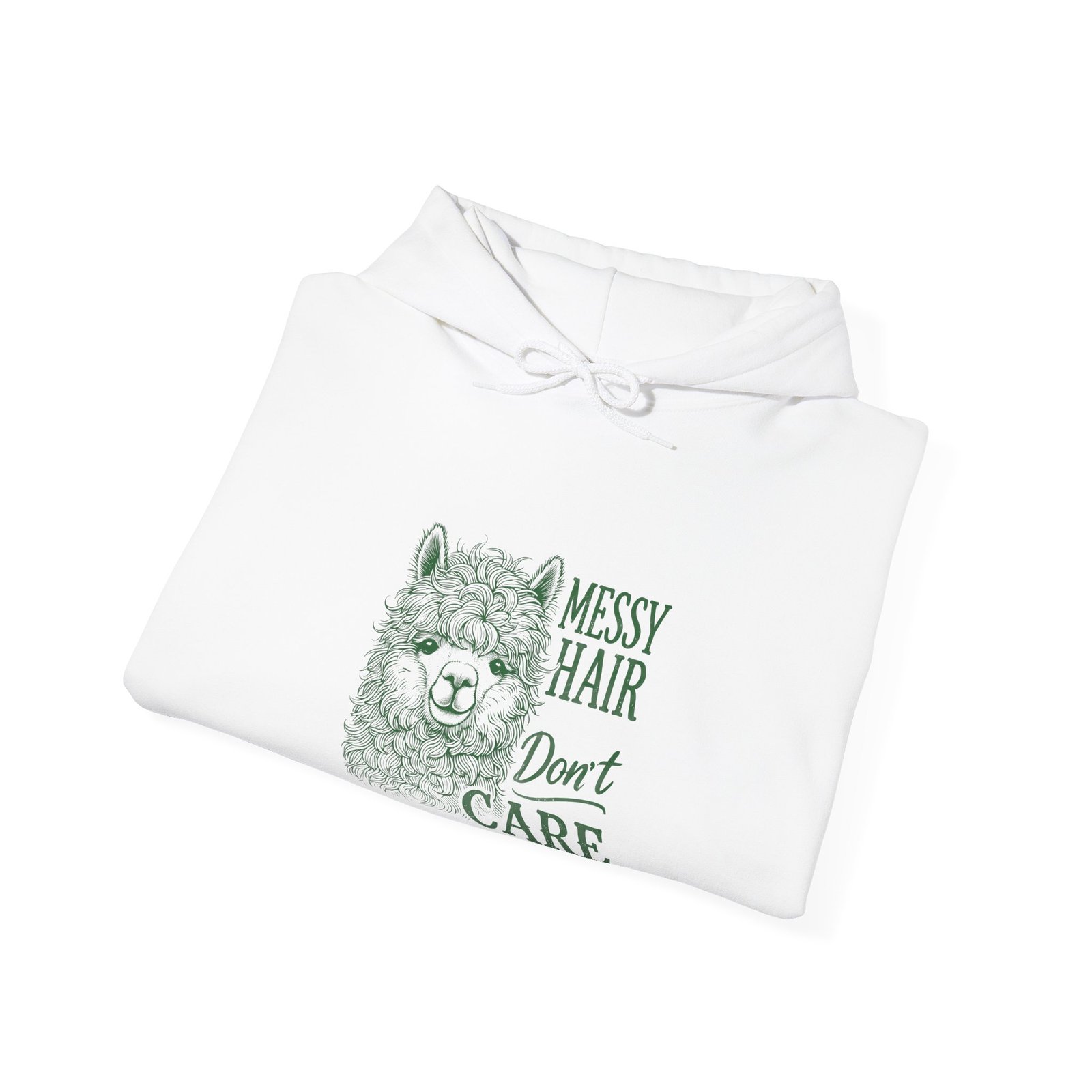 Messy Hair Don’t Care Playful Green Llama Illustration - Hoodie - Image 4