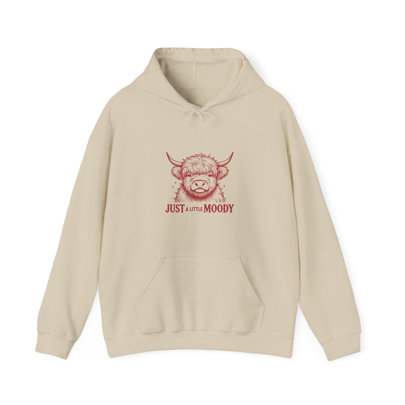 Just A Little Moody Red Cow Face Illustration - Hoodie - Image 5