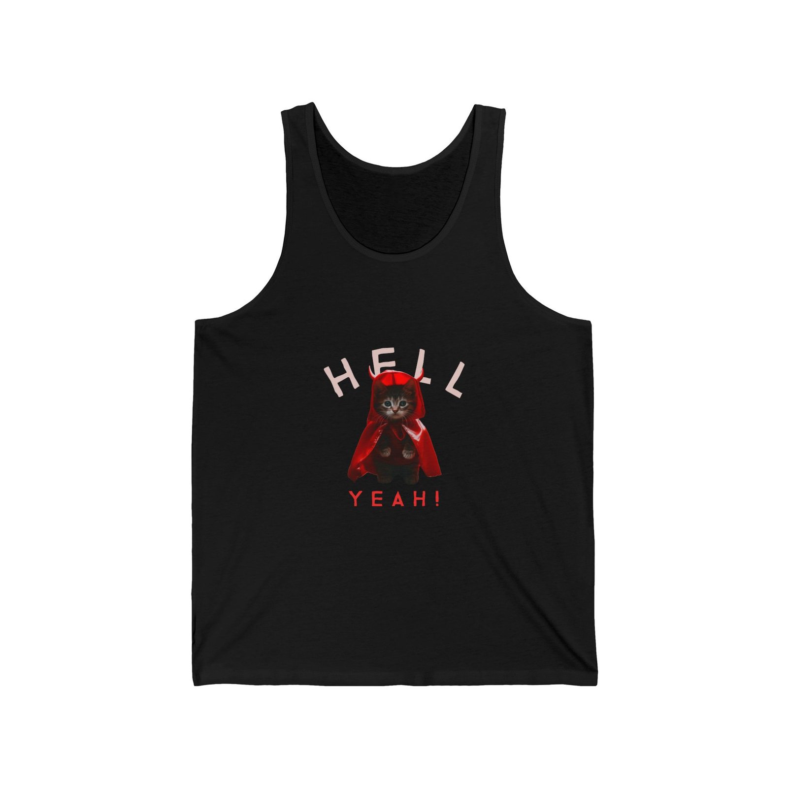 Hell Yeah! Devilish Cat with Fiery Attitude Design - Tank Top