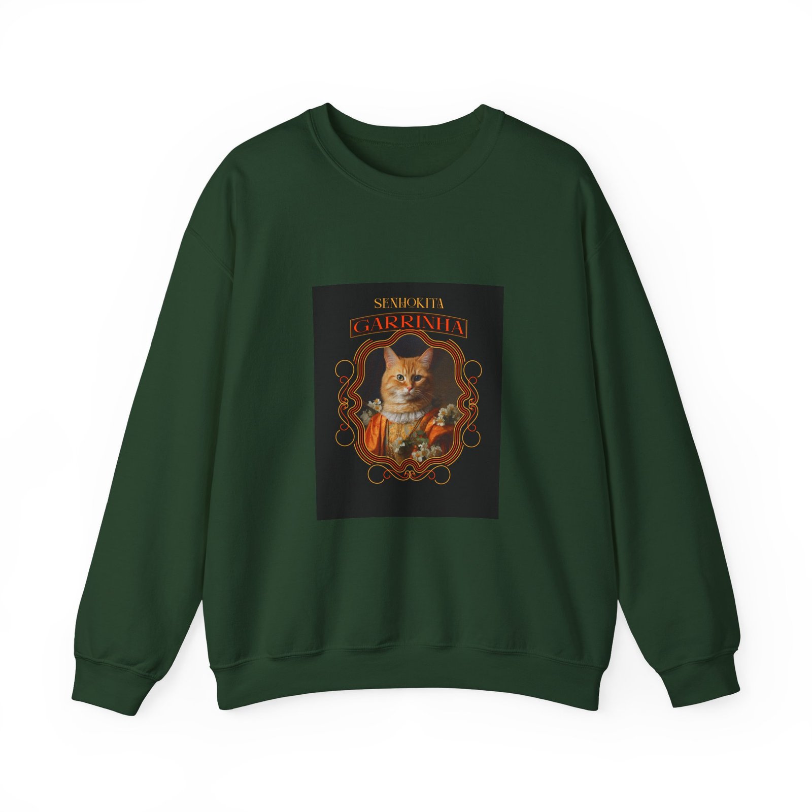 Garrinha Cat Regal Pose with Elegant Crown Illustration - Sweatshirt - Image 5