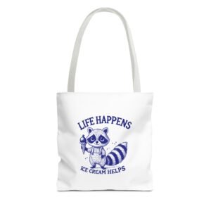 Life Happens Ice Cream Helps Blue Raccoon Design - Tote Bag