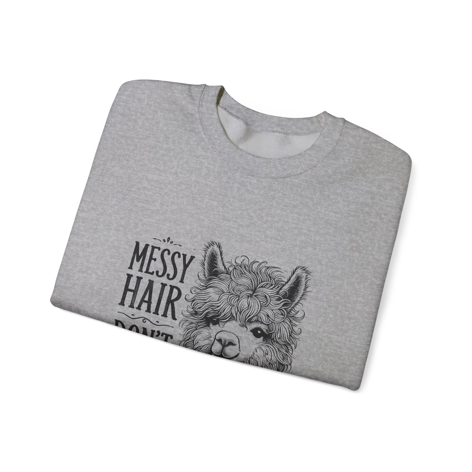 Messy Hair Don’t Care Black Llama Face Illustration - Sweatshirt - Image 11