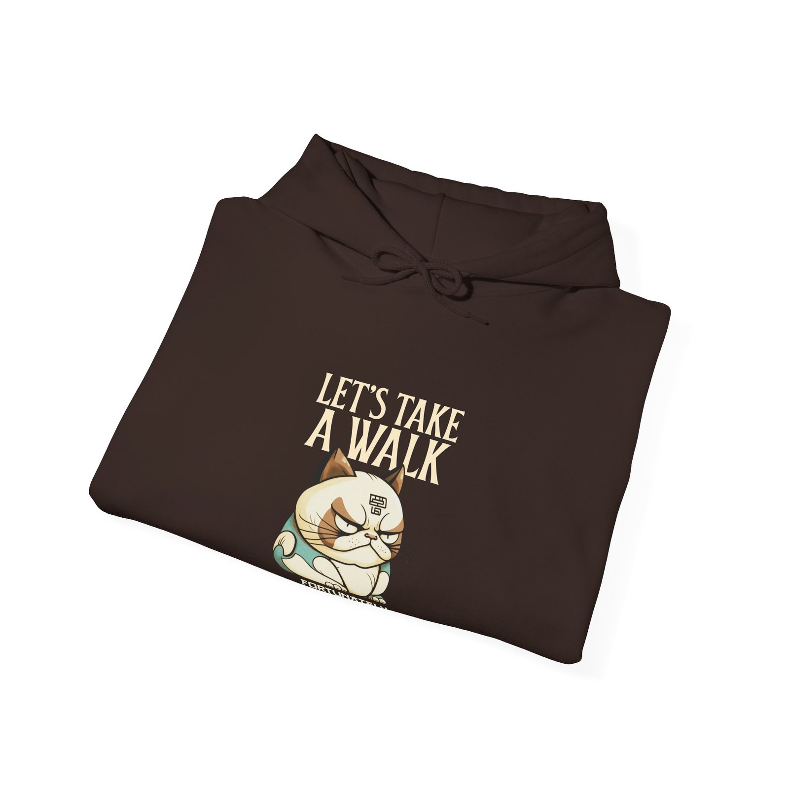 Grumpy Cat Illustration with Let’s Take a Walk Quote - Hoodie - Image 8