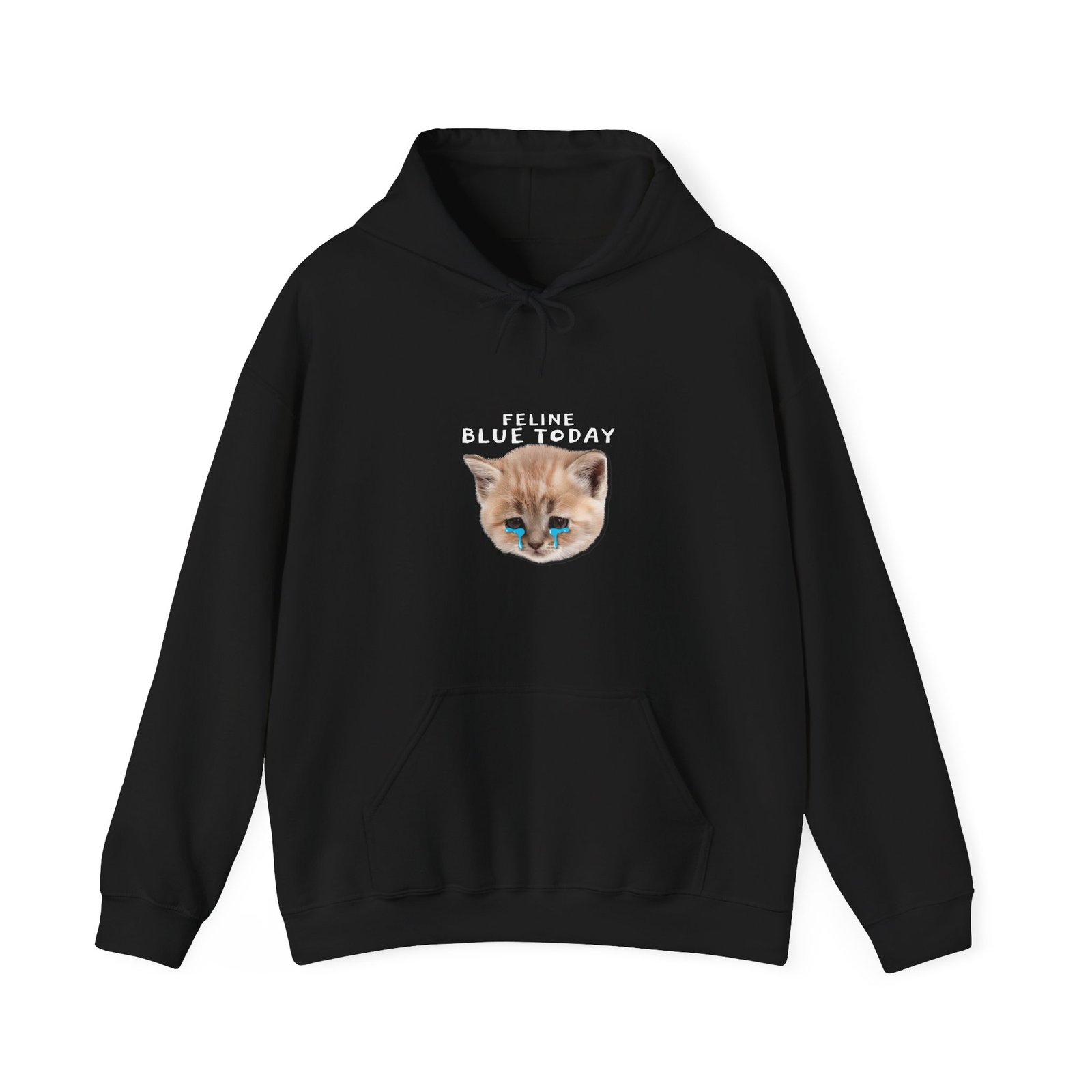Enchanting Blue Cat Illustration with Whimsical Charm - Hoodie