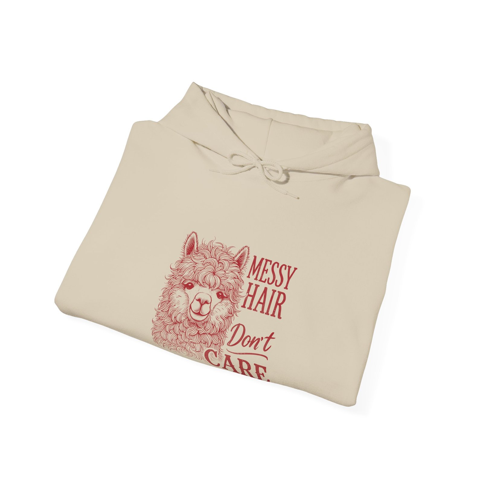 Cute Red Llama with Messy Hair Illustration - Hoodie - Image 8