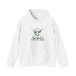 Just a Little Moody Green Cow Cute Farm Animal Illustration - Hoodie