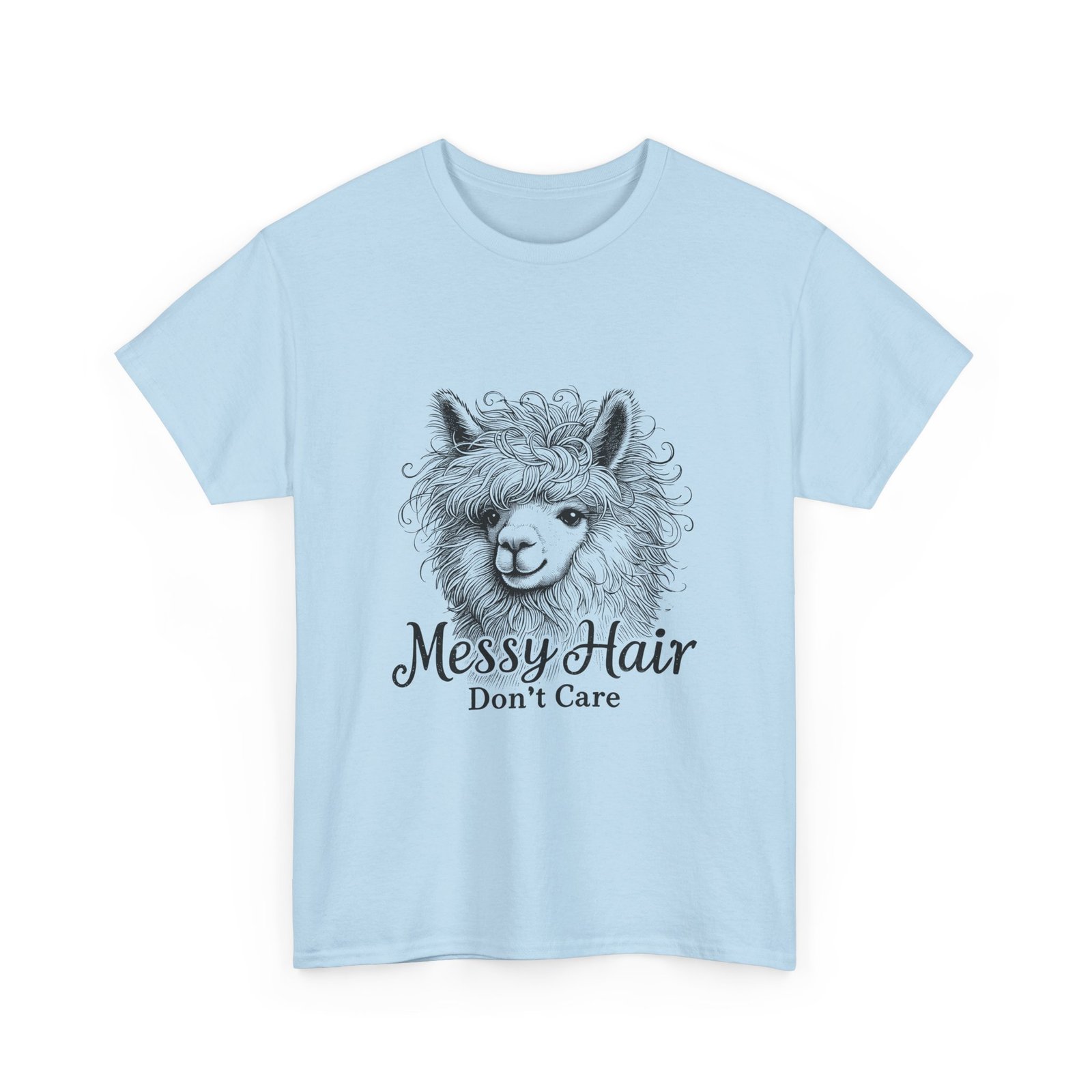 Messy Hair Don’t Care Black Llama Funny Graphic - T-shirt - Image 11