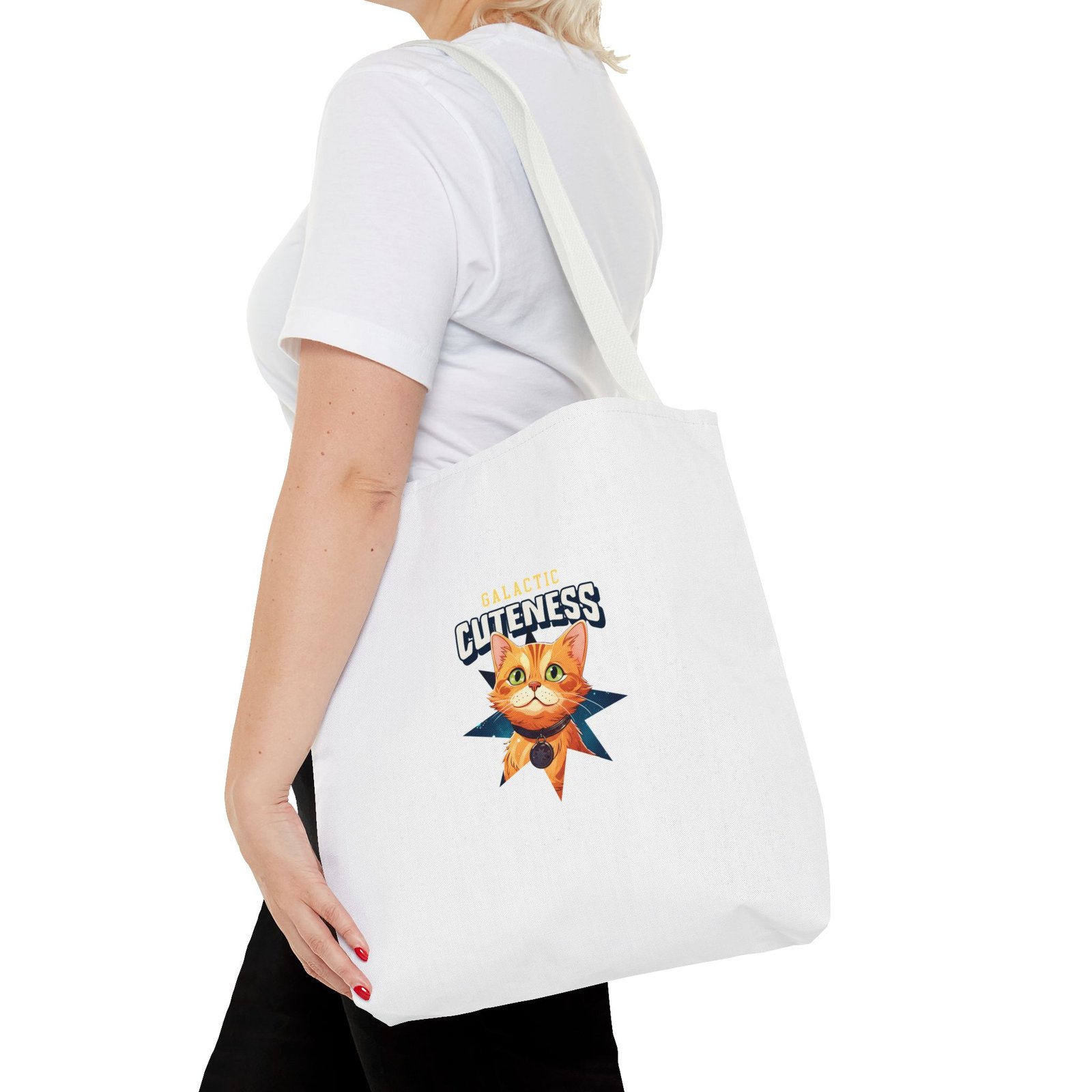 Galactic Cuteness Space Cat Floating in Colorful Cosmos - Tote Bag - Image 8
