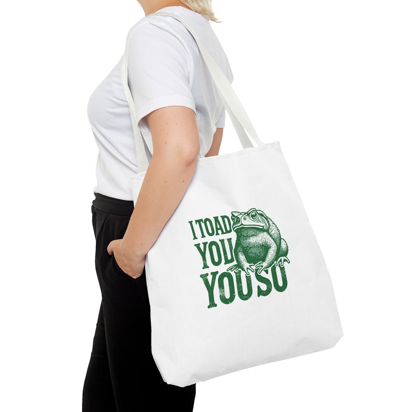 I Toad You So Green Frog Funny Cartoon Design - Tote Bag - Image 12