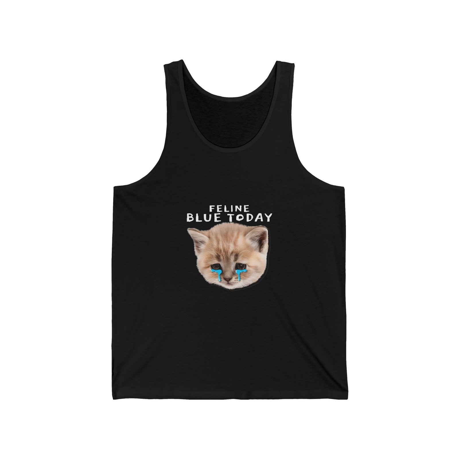 Enchanting Blue Cat Illustration with Whimsical Charm - Tank Top