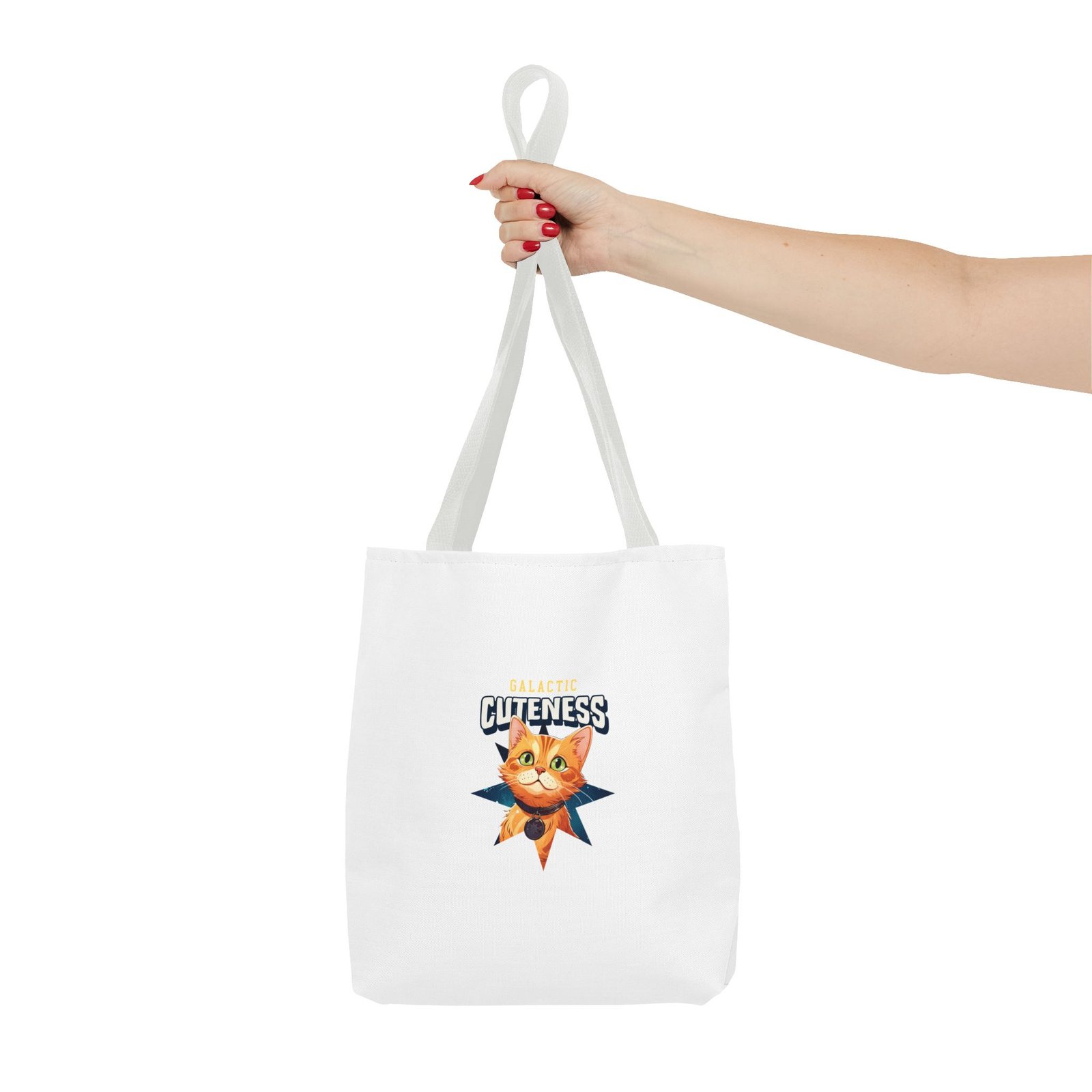 Galactic Cuteness Space Cat Floating in Colorful Cosmos - Tote Bag - Image 4