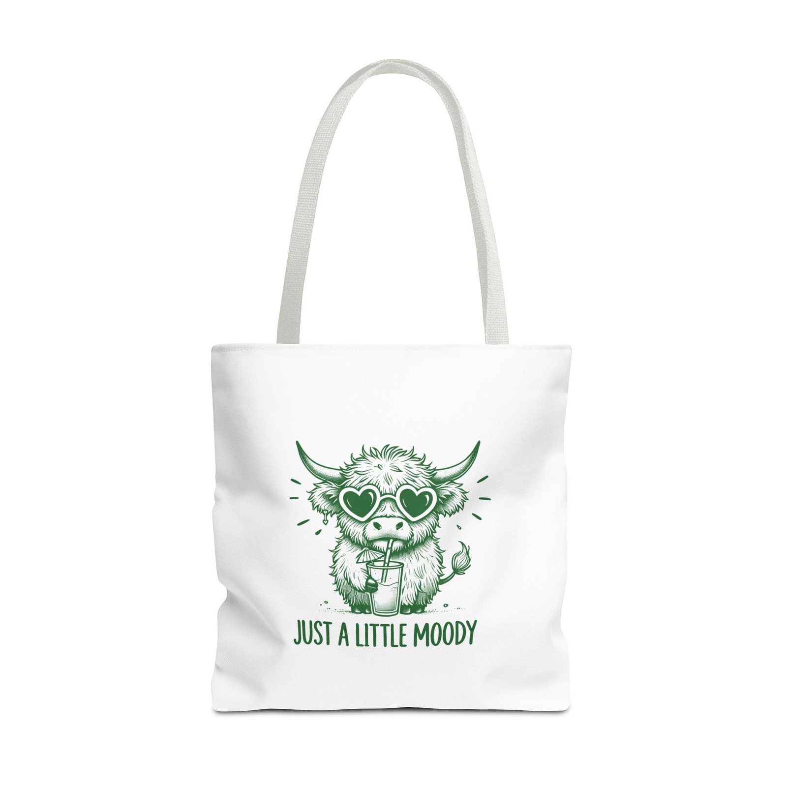 Just a Little Moody Green Cow Illustration in Summer Scene - Tote Bag - Image 9