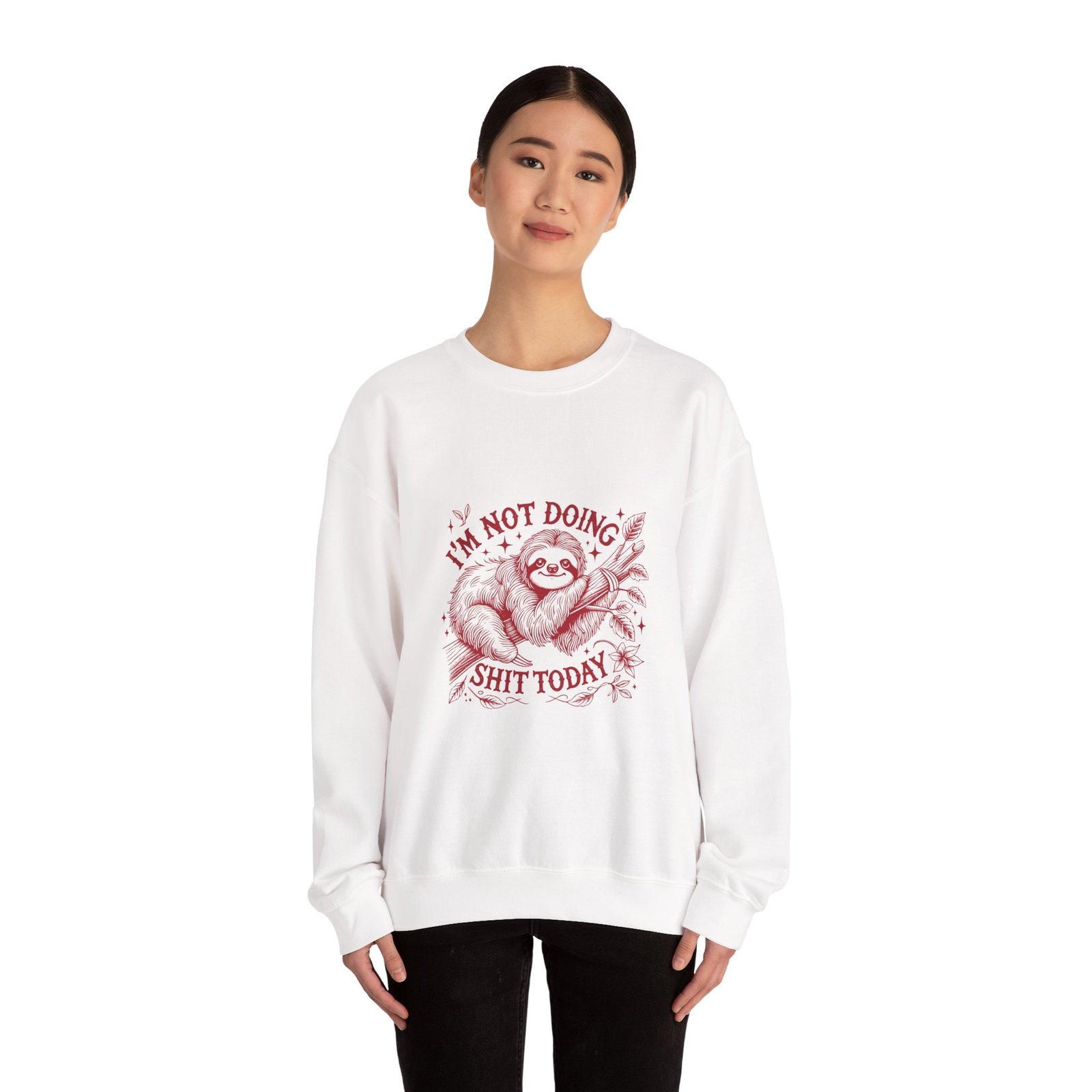 I’m Not Doing Shit Today Red Sloth Lazy Design - Sweatshirt - Image 4