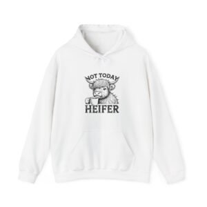 Not Today Heifer Black Cow Drinking Coffee Humorous Design - Hoodie