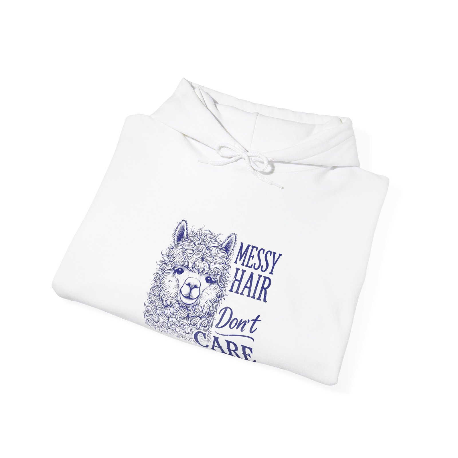 Cute Blue Llama with Messy Hair Graphic Design - Hoodie - Image 4