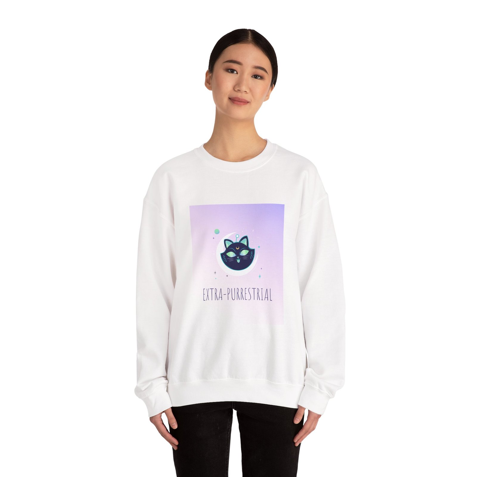Extra Terrestrial Cat in Cosmic Space Design - Sweatshirt - Image 4