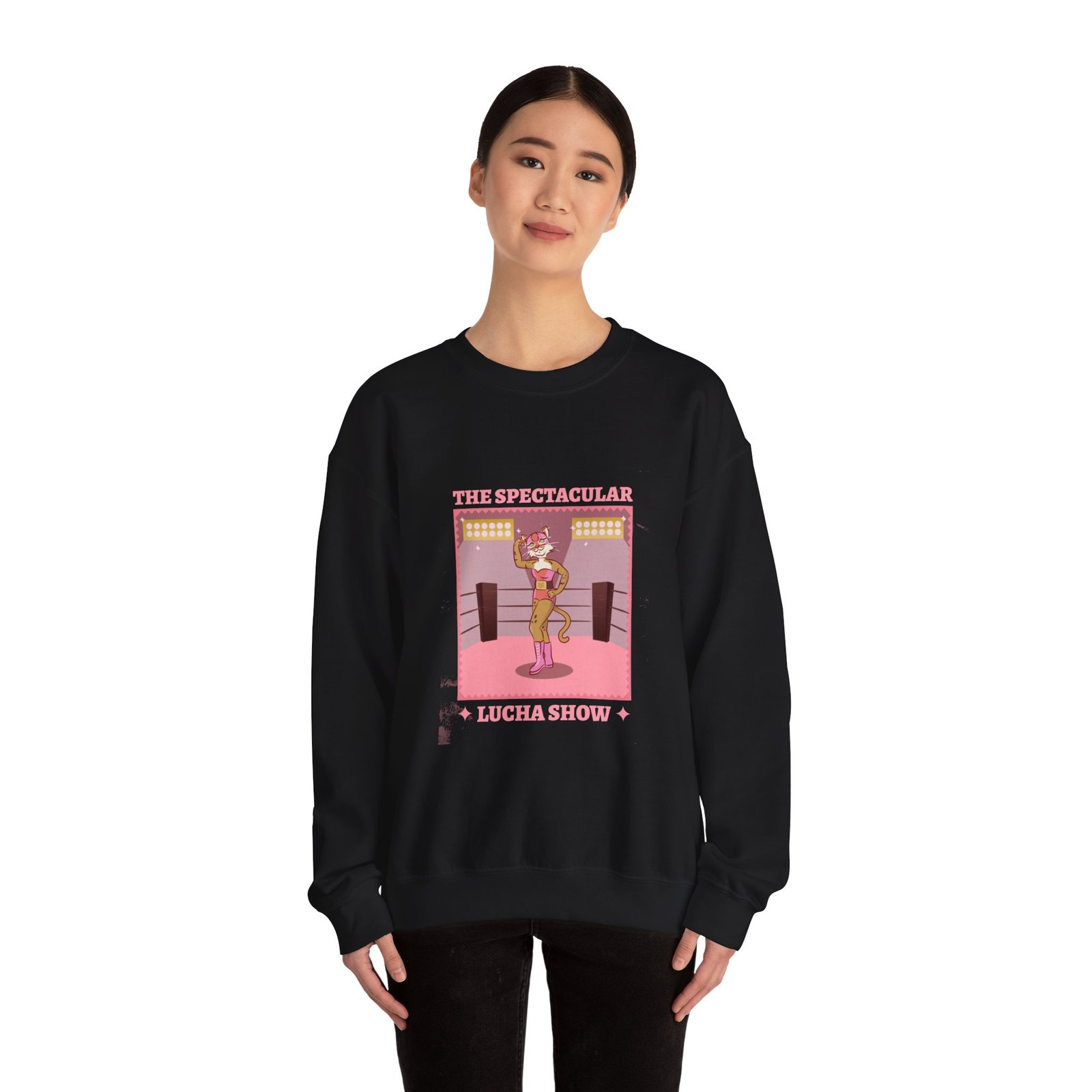 The Spectacular Lucha Show Cat Athletic Design - Sweatshirt - Image 4