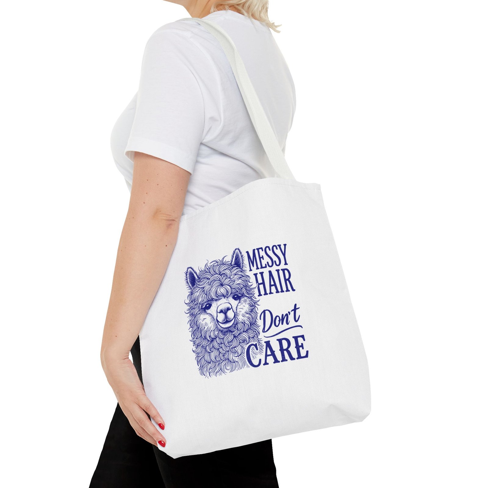 Cute Blue Llama with Messy Hair Graphic Design - Tote Bag - Image 8