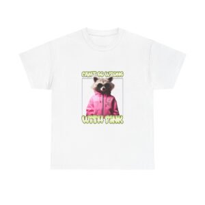 Stylish Pink Raccoon Illustration with Chic Vibes - T-shirt