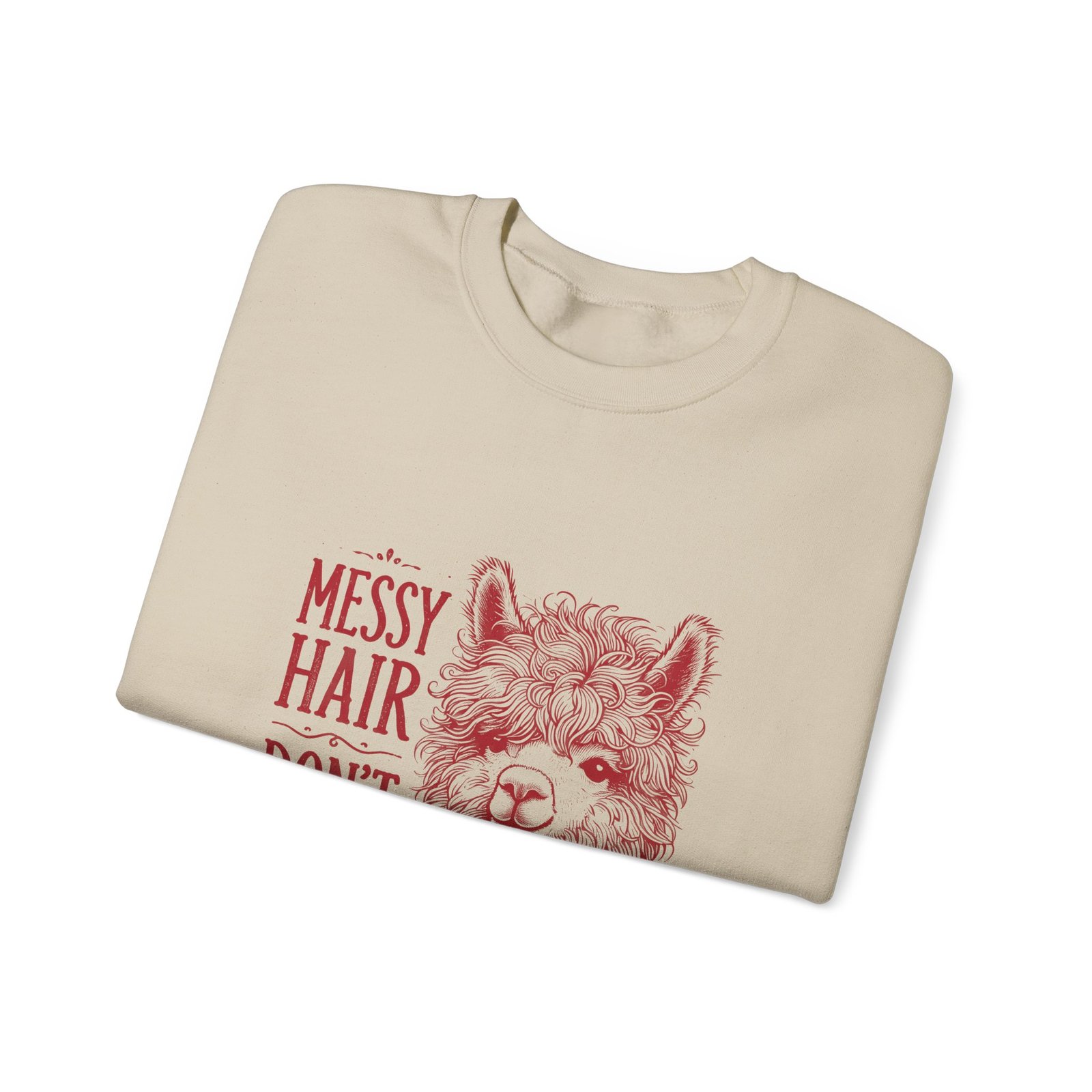 Messy Hair Don’t Care Red Llama Face Graphic - Sweatshirt - Image 7