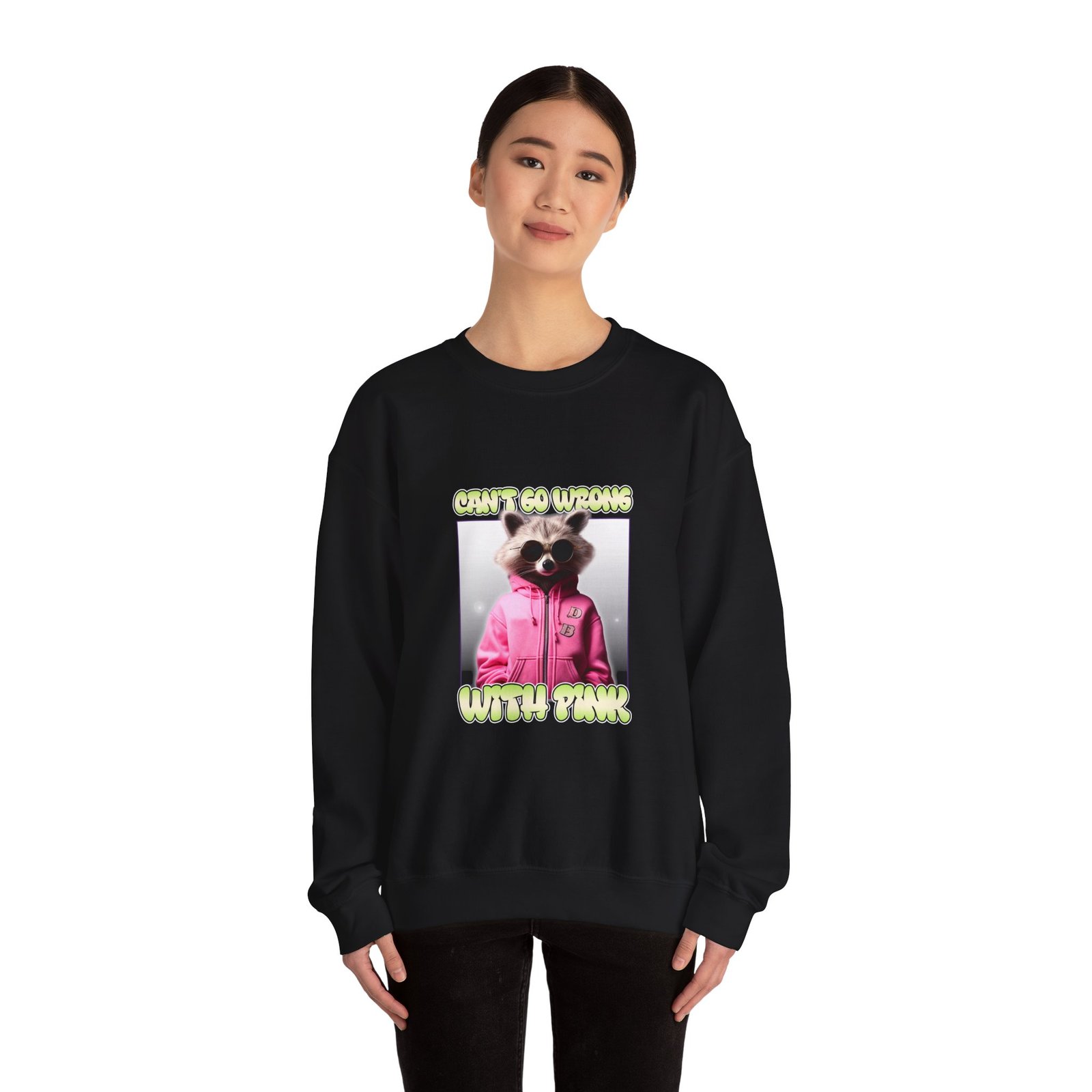 Can't Go Wrong With Pink Raccoon Stylish Graphic Design - Sweatshirt - Image 4