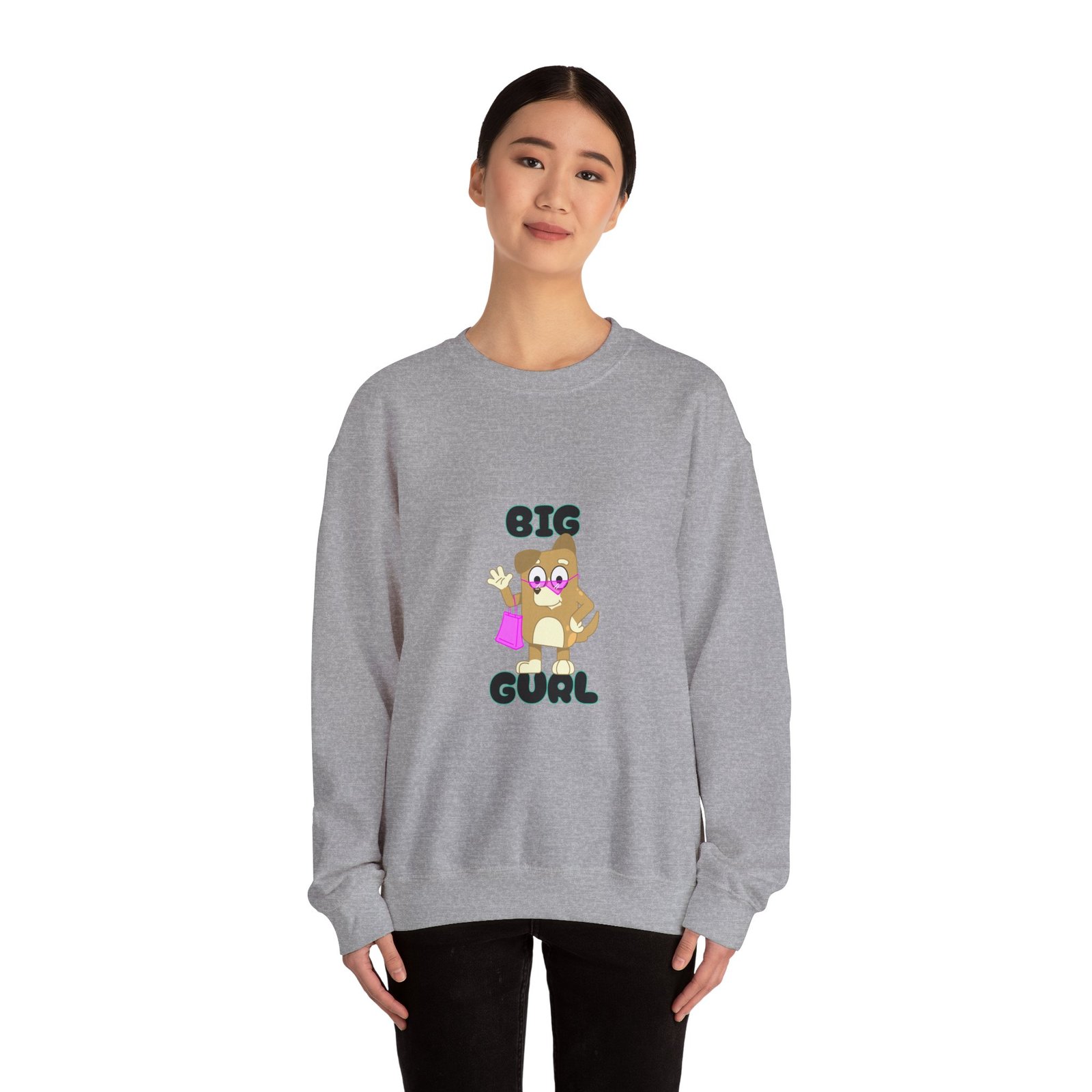 Big Gurl Squirrel Shopper Cartoon with Groceries and Bag - Sweatshirt - Image 12