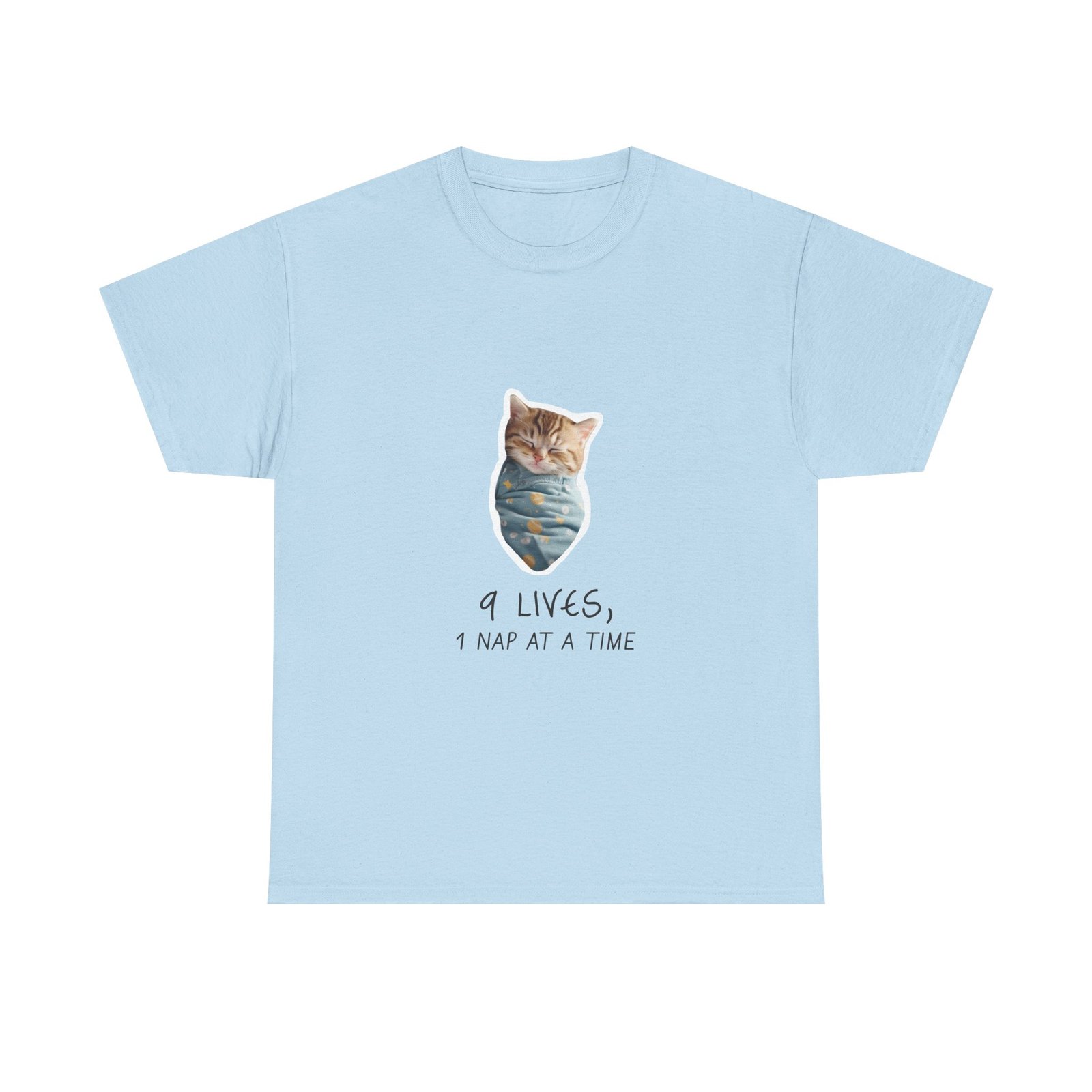 Cute Cat Illustration with "Lives Nap at a Time" Sleepy Theme - T-shirt - Image 9