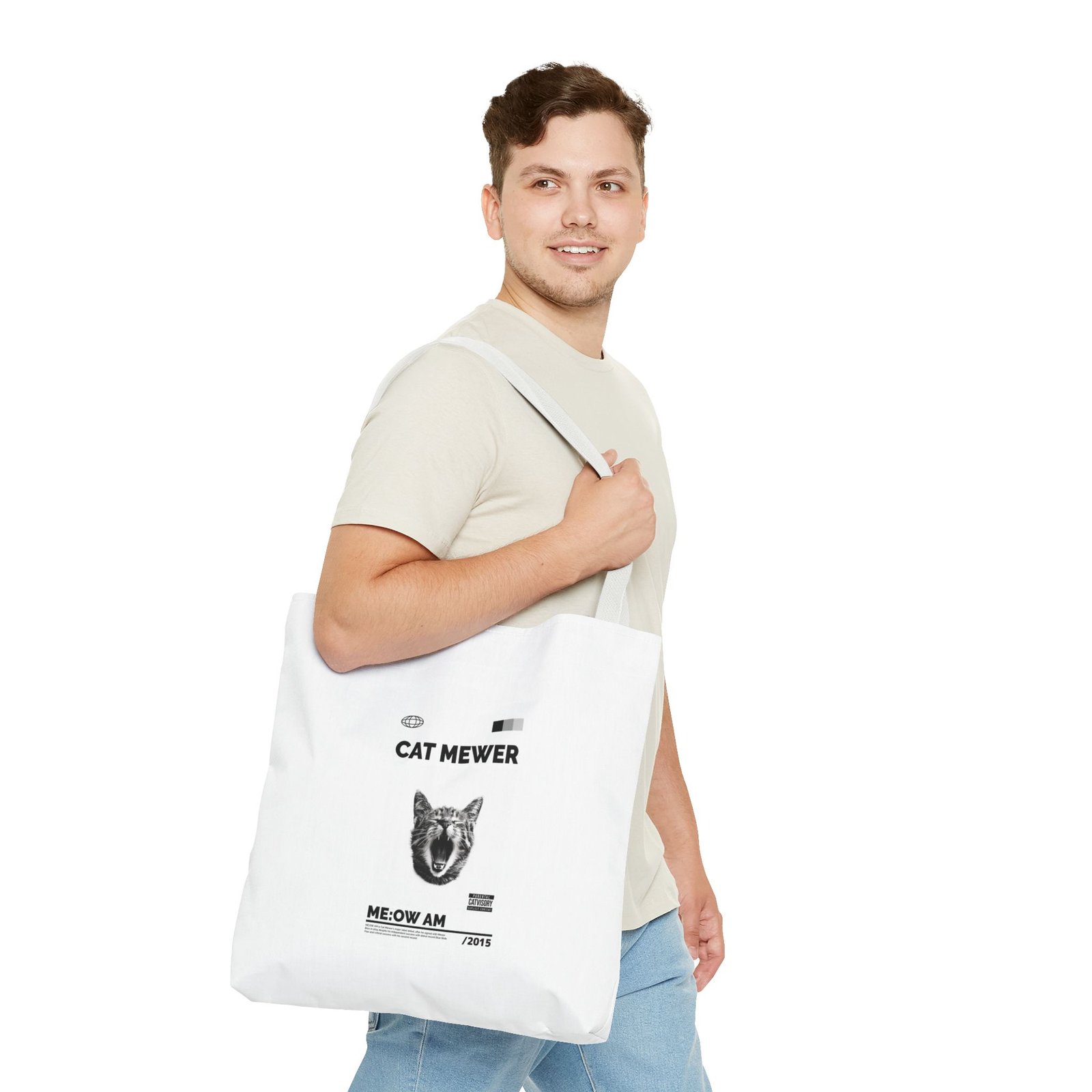 Cat Mewer Screaming Feline Illustration with Expressive Pose - Tote Bag - Image 11