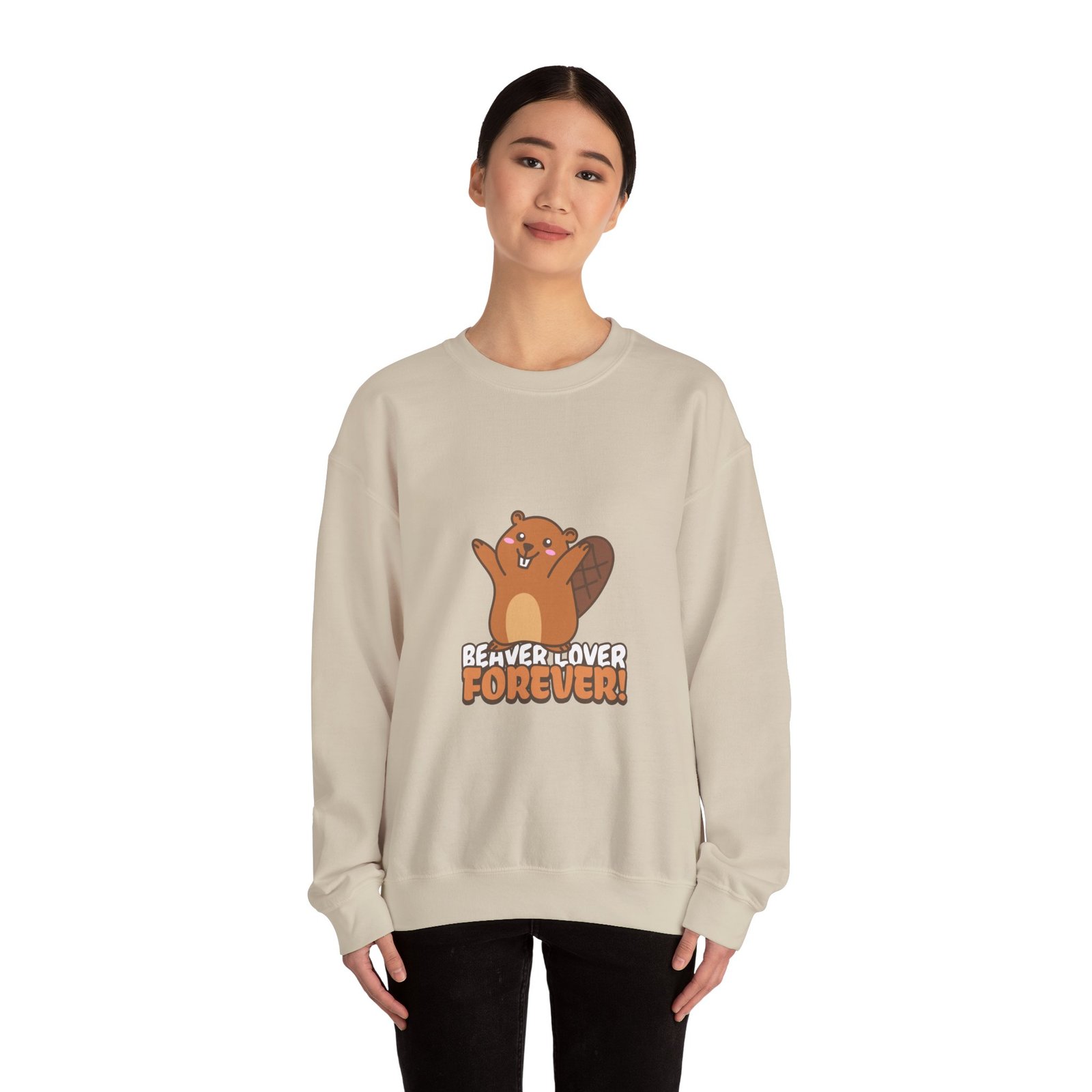 Beaver Lover Forever Happy Cute Cartoon Beaver Design - Sweatshirt - Image 8