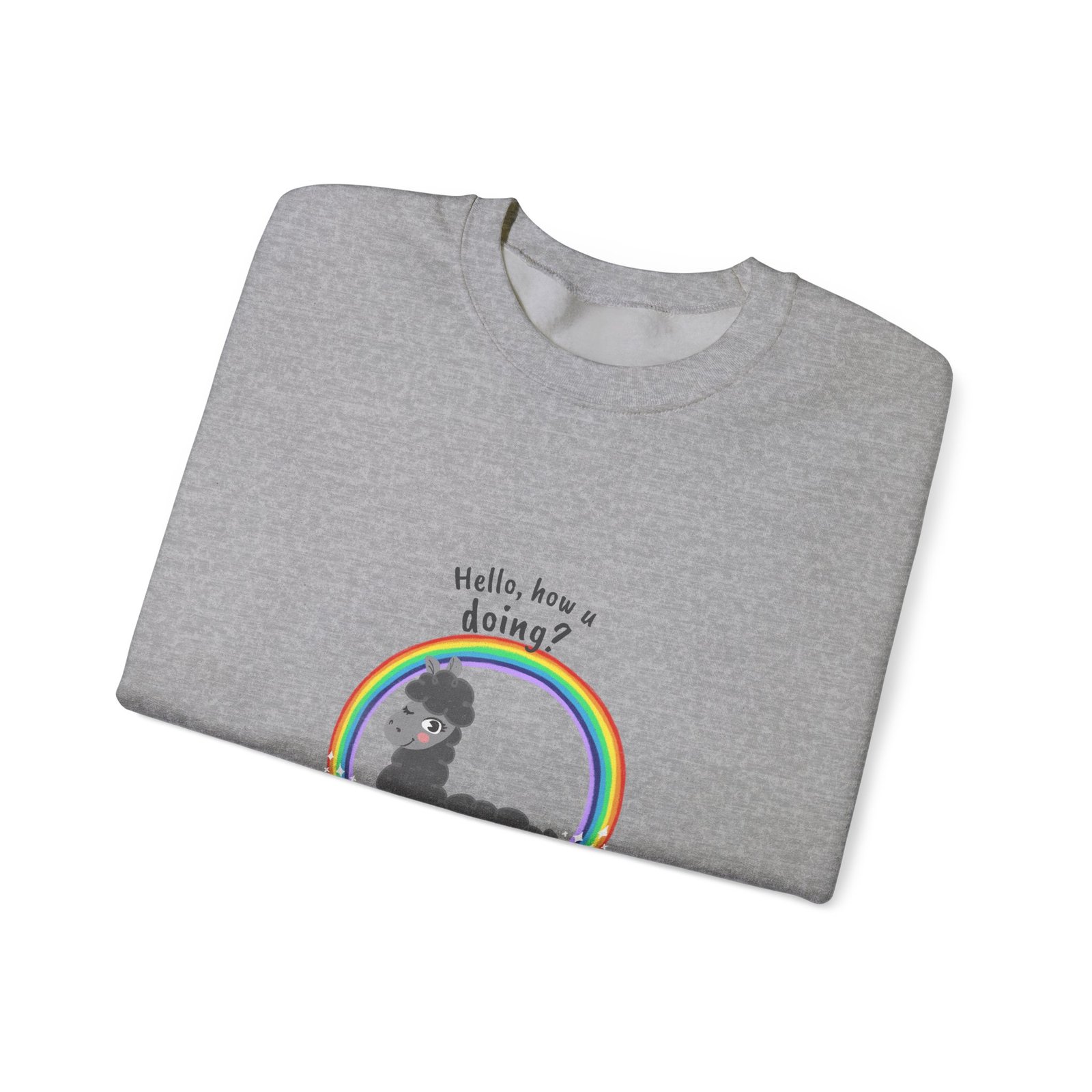 Cute Friendly Alpaca Saying Hello How U Doing Design - Sweatshirt - Image 11