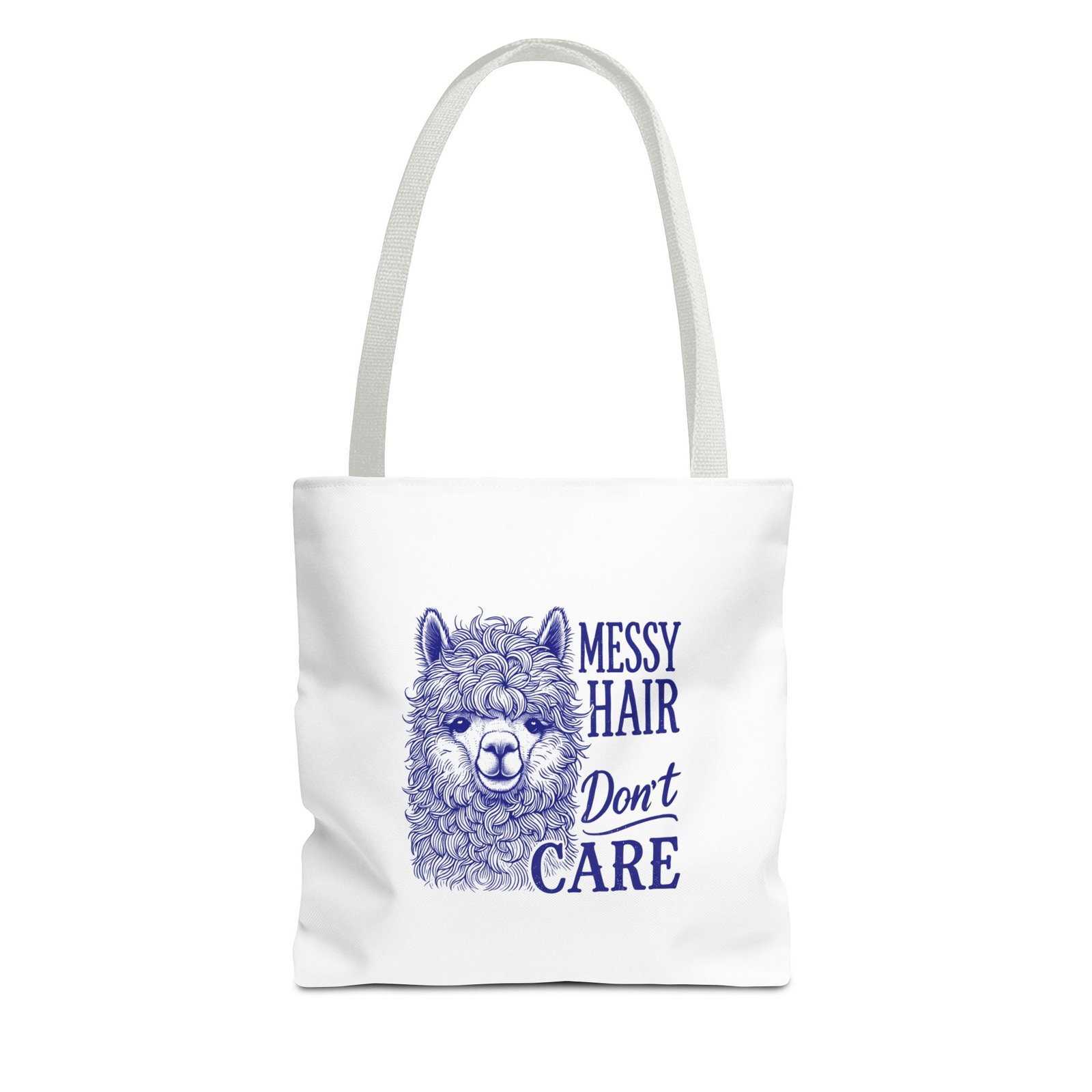 Cute Blue Llama with Messy Hair Graphic Design - Tote Bag