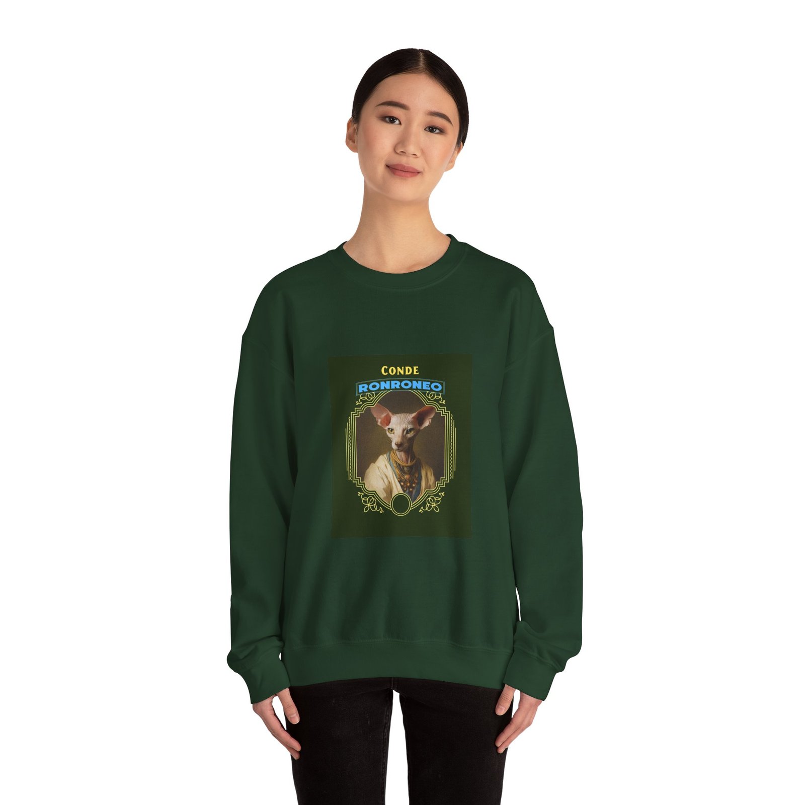 CONDE RONRONEO Sphynx Cat Noble Artistic Illustration - Sweatshirt - Image 8
