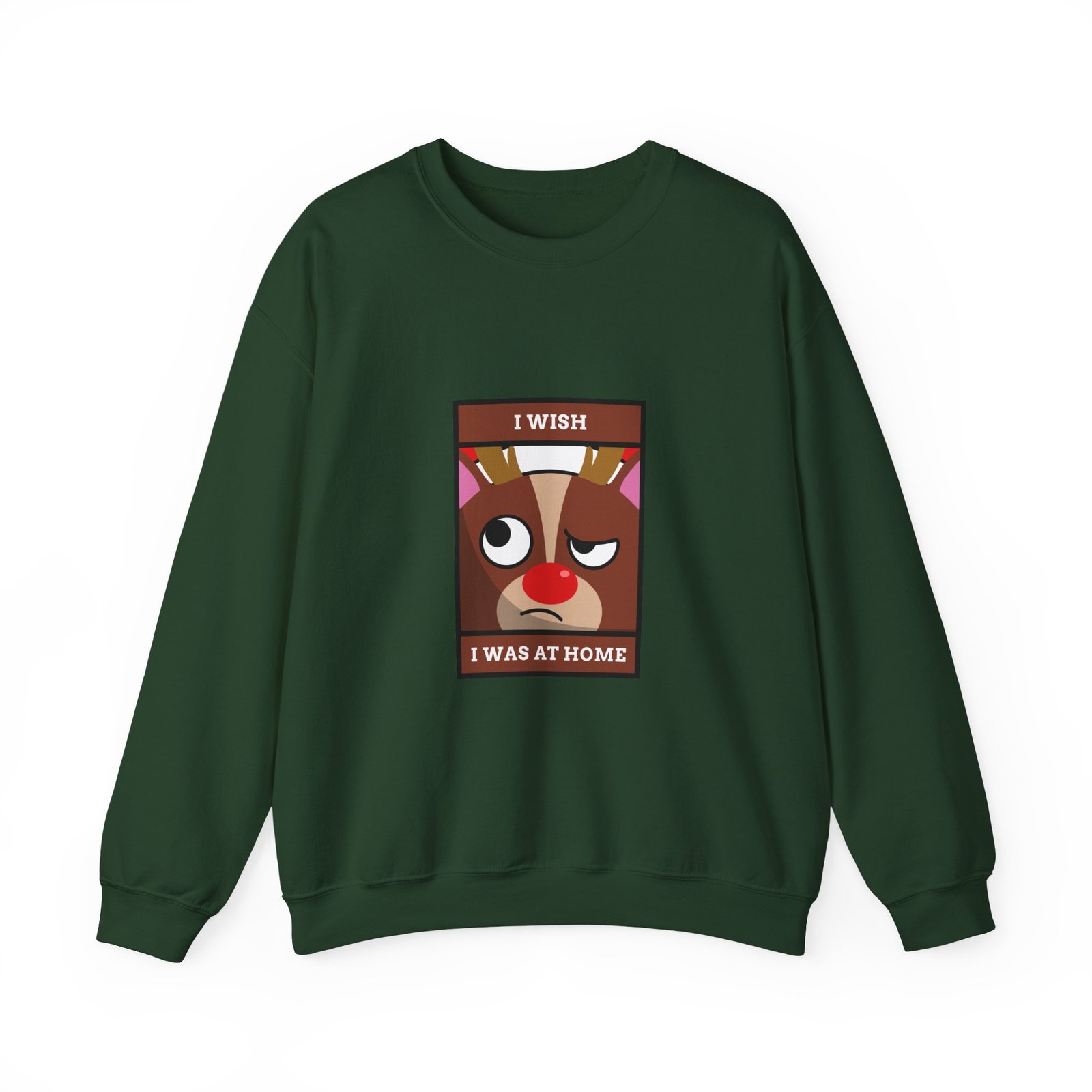 I Wish I Was At Home Grumpy Reindeer Holiday Design - Sweatshirt - Image 5