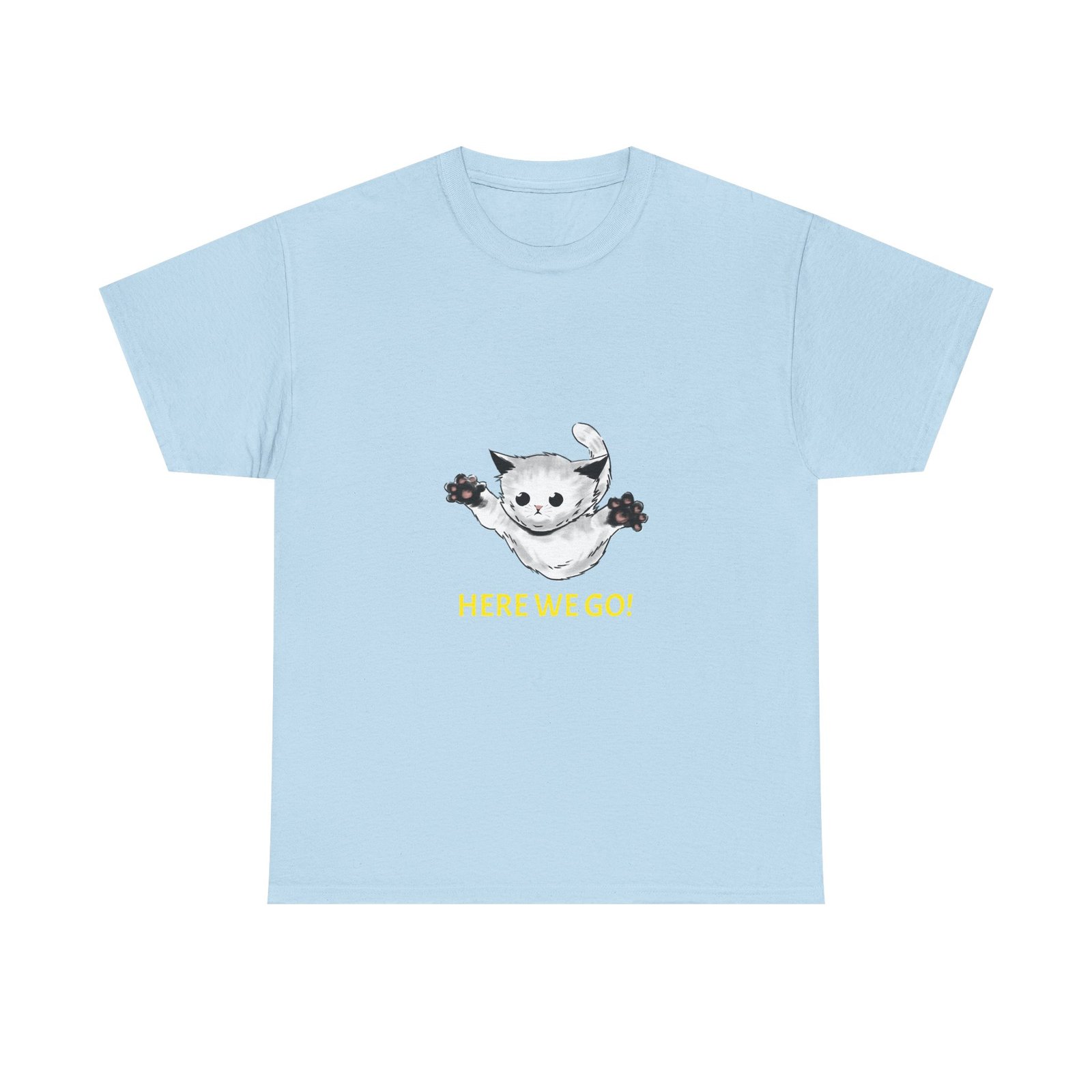 Here We Go Cat Playful Cartoon Illustration - T-shirt - Image 9
