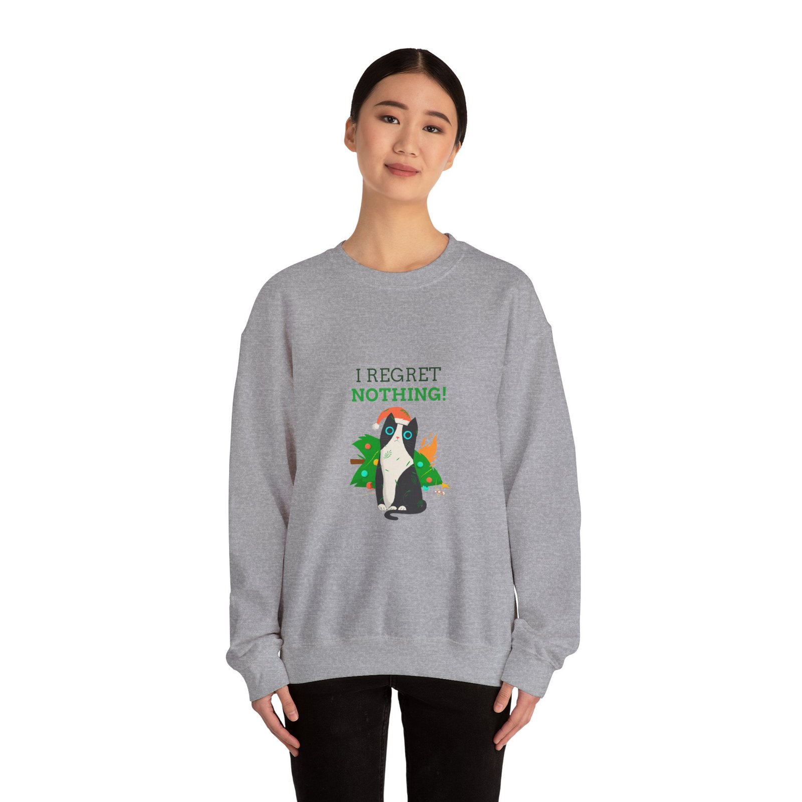 No Regrets Dog with Bold Typography and Playful Expression - Sweatshirt - Image 12