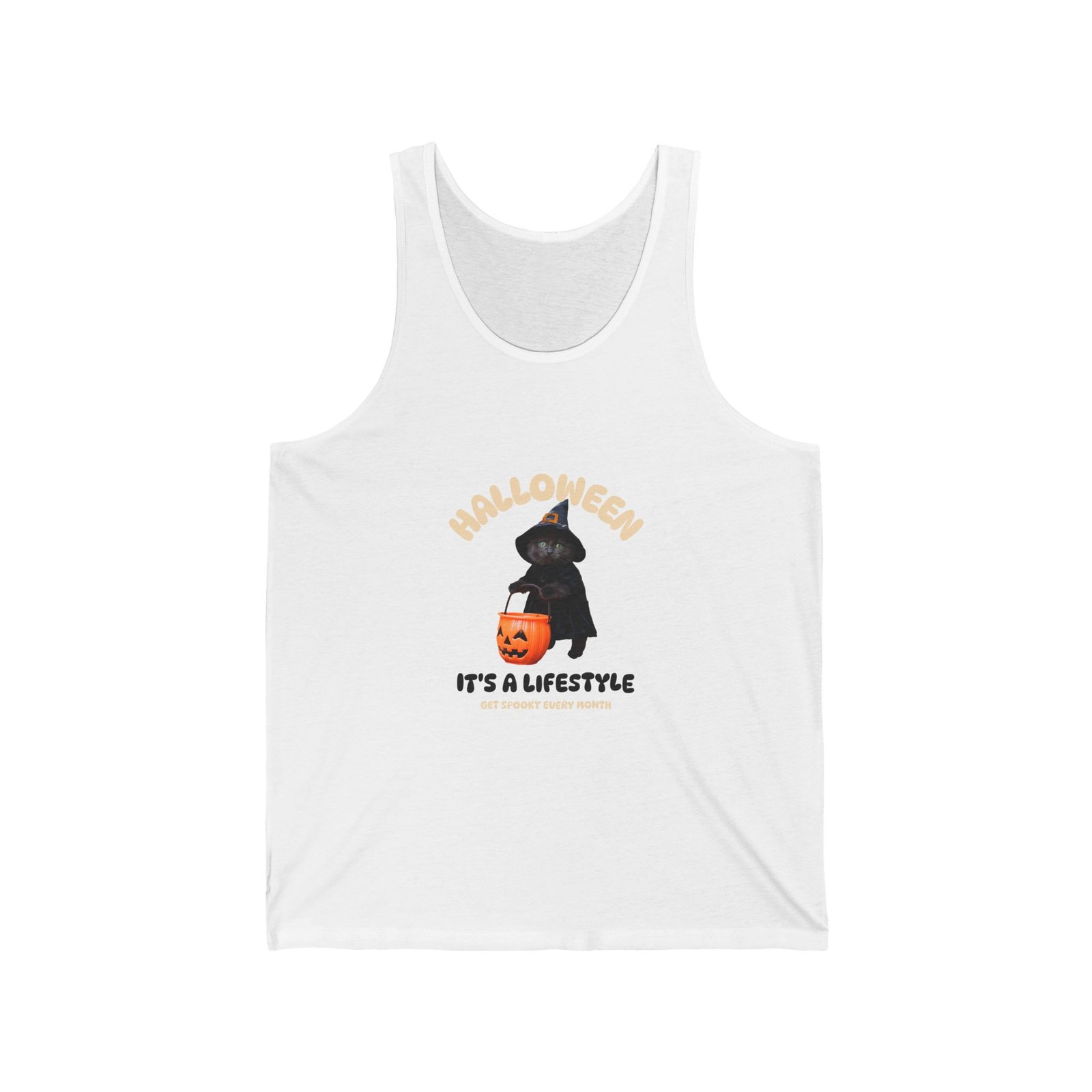 Halloween Lifestyle Cat With Spooky Elements Design - Tank Top