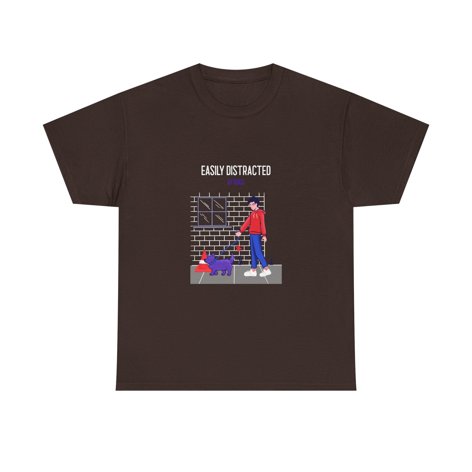 Easily Distracted By Dogs Dog Walker Graphic Design - T-shirt