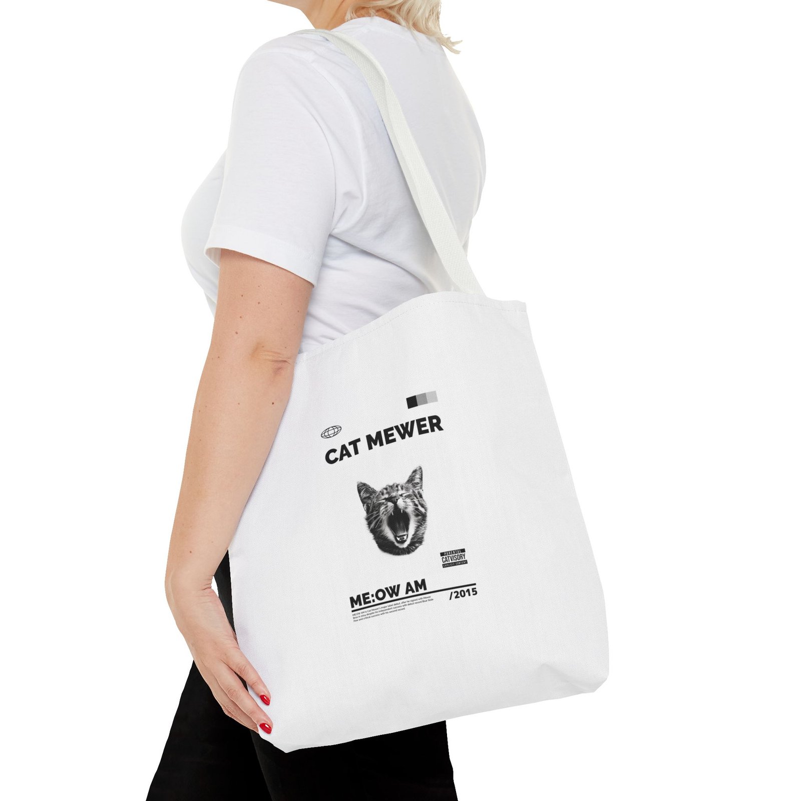 Cat Mewer Screaming Feline Illustration with Expressive Pose - Tote Bag - Image 8