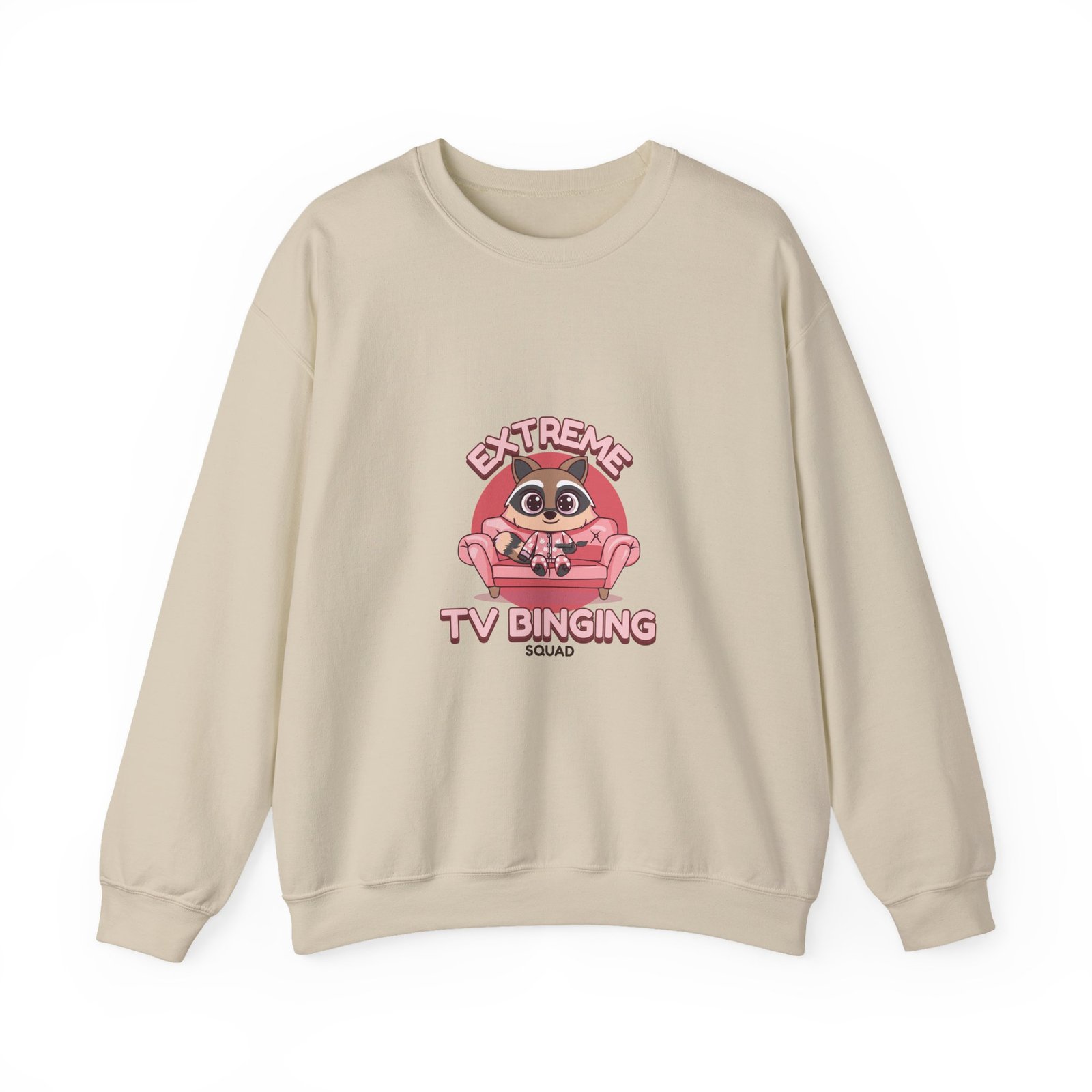 Extreme TV Binging Squad Raccoon Gamer Graphic - Sweatshirt - Image 5