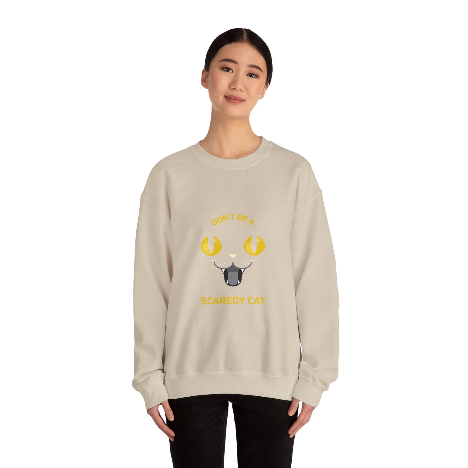 Funny Don’t Be a Scaredy Cat Cat Teasing Cartoon Design - Sweatshirt - Image 8