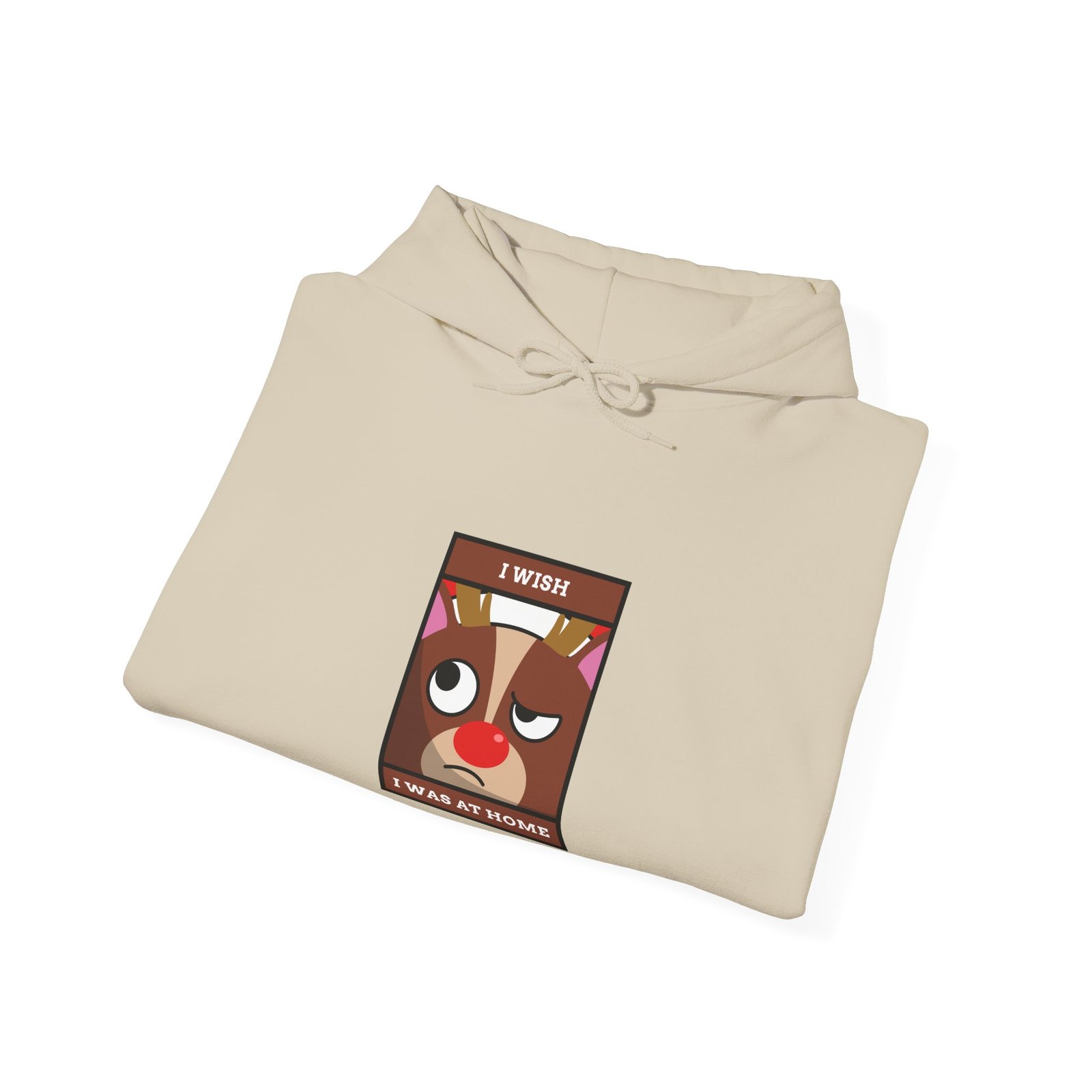 I WISH I WAS AT HOME Reindeer Grumpy Holiday Graphic - Hoodie - Image 8