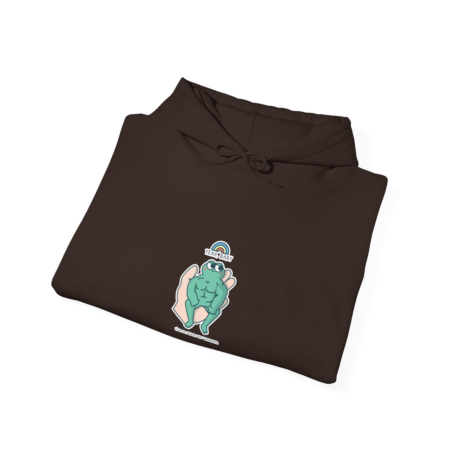 Yeah Baby Buff Frog Cartoon Muscle Fitness Illustration - Hoodie - Image 8