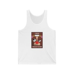 I WISH I WAS AT HOME Reindeer Grumpy Holiday Graphic - Tank Top