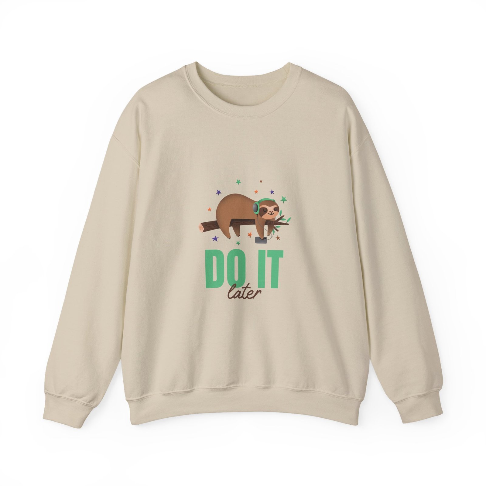 Do It Later Sloth Lazy Cartoon Illustration - Sweatshirt - Image 5