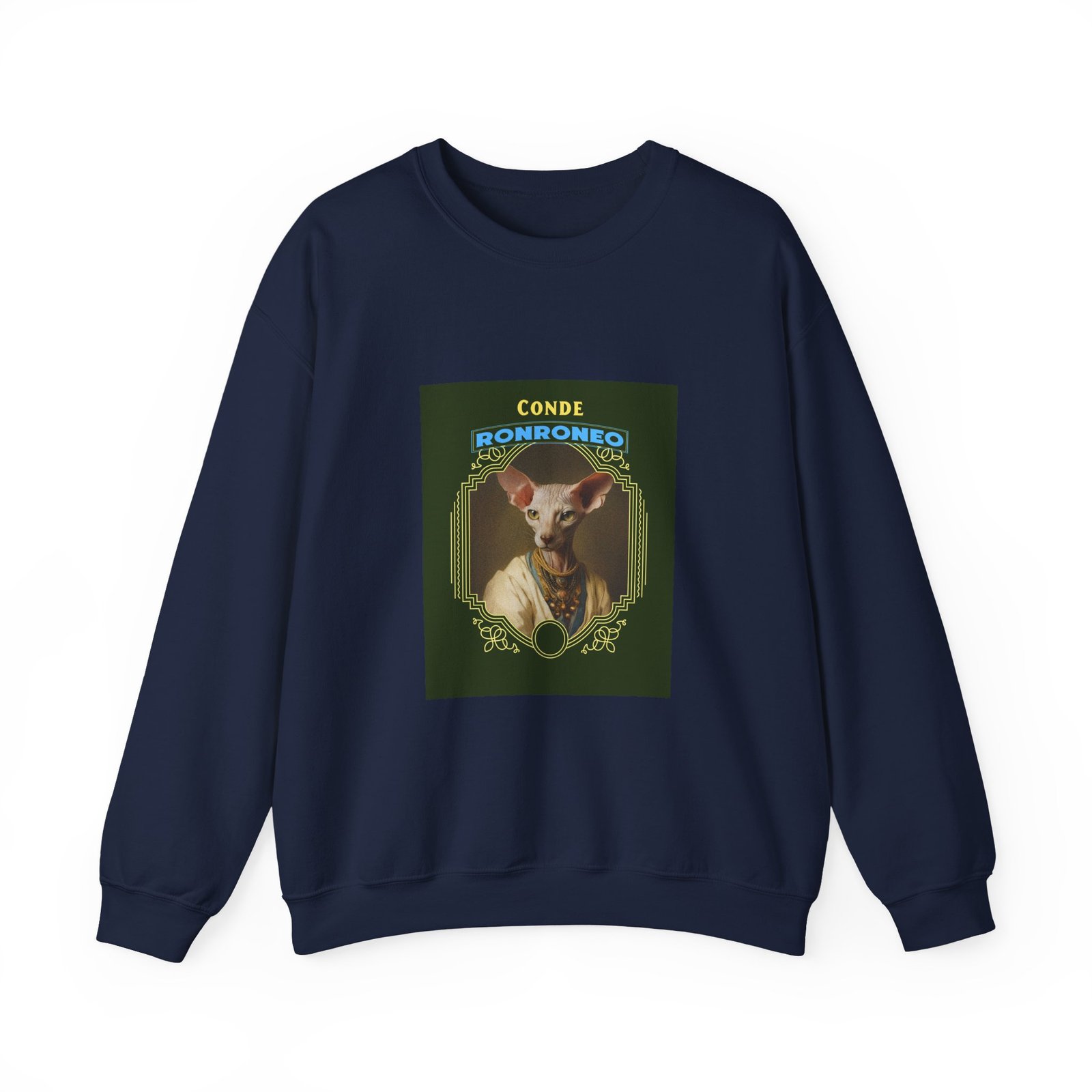 CONDE RONRONEO Sphynx Cat Noble Artistic Illustration - Sweatshirt - Image 9