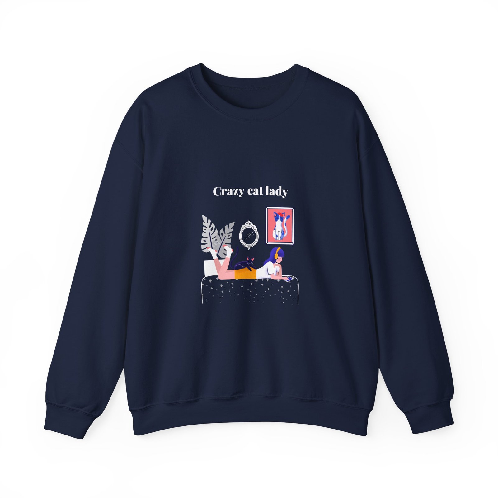 Crazy Cat Lady Relaxed Cat Illustration with Whimsical Charm - Sweatshirt - Image 9