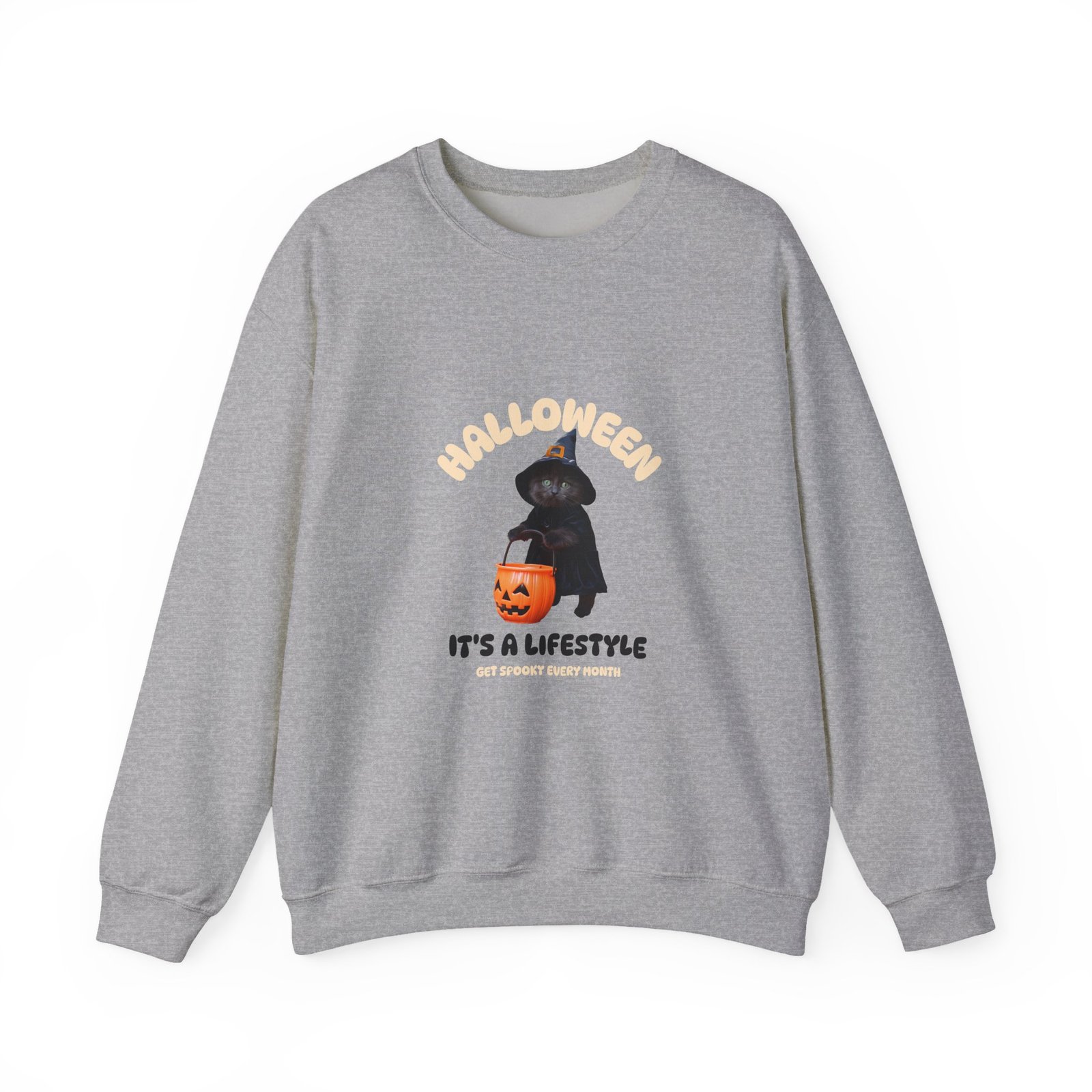 Halloween Lifestyle Cat with Spooky Vibes Design - Sweatshirt - Image 9