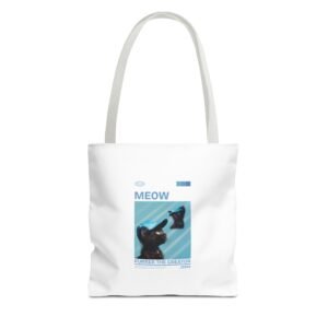 Playful Meow Cat Creator Graphic with Whiskers and Paws - Tote Bag