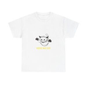 Here We Go Cat Playful Cartoon Illustration - T-shirt