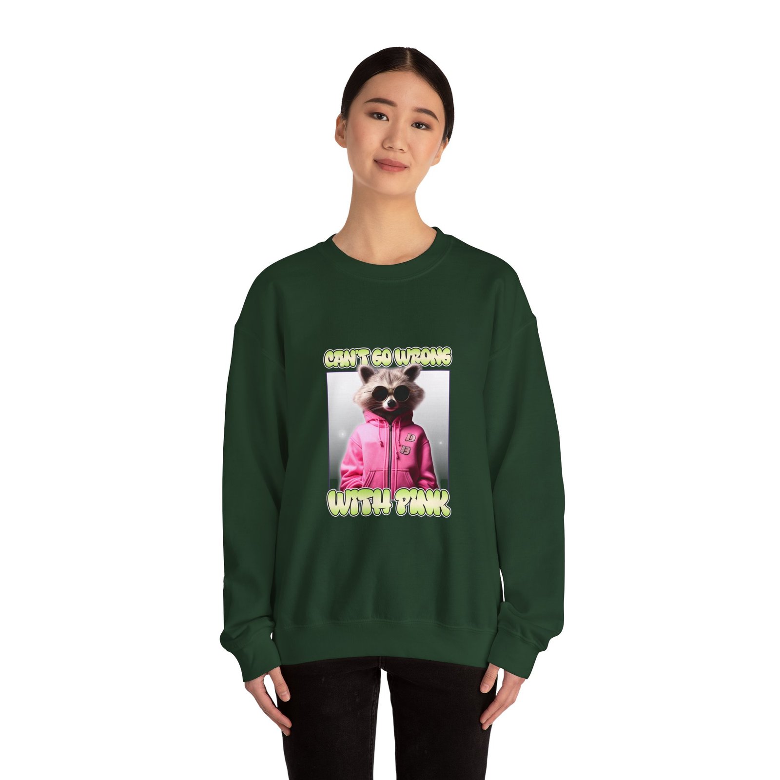 Can't Go Wrong With Pink Raccoon Stylish Graphic Design - Sweatshirt - Image 8